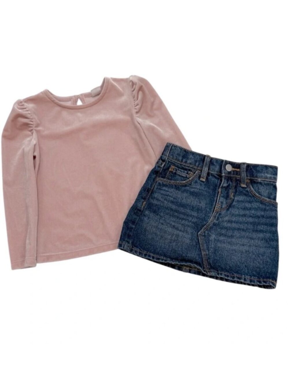 Toddler Girls Blouse & Denim Skirt Bundle 2T